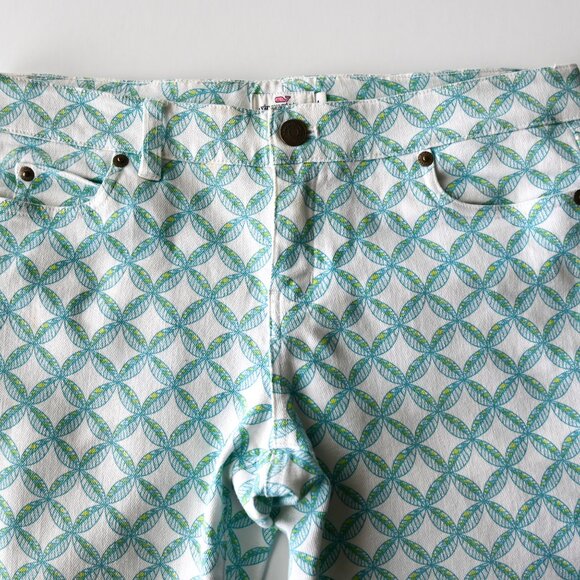 VINEYARD VINES Blue Green White Denim Straight Leg Jeans - Size 4 - Picture 7 of 9